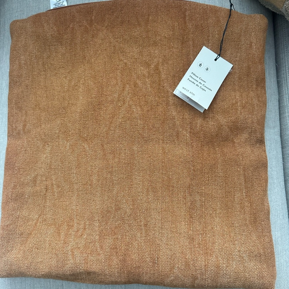 West Elm cotton canvas throw pillow cover in Rust 18 x 18